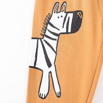 MyKids-USA® Boys Animals Cartoon Pattern Long Sleeves Orange Sweatshirt and Pants Clothing Set