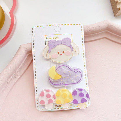 MyKids-USA® Children’s Cute Acrylic Small Animal Girl Heart Side Hairpin Hair Clips