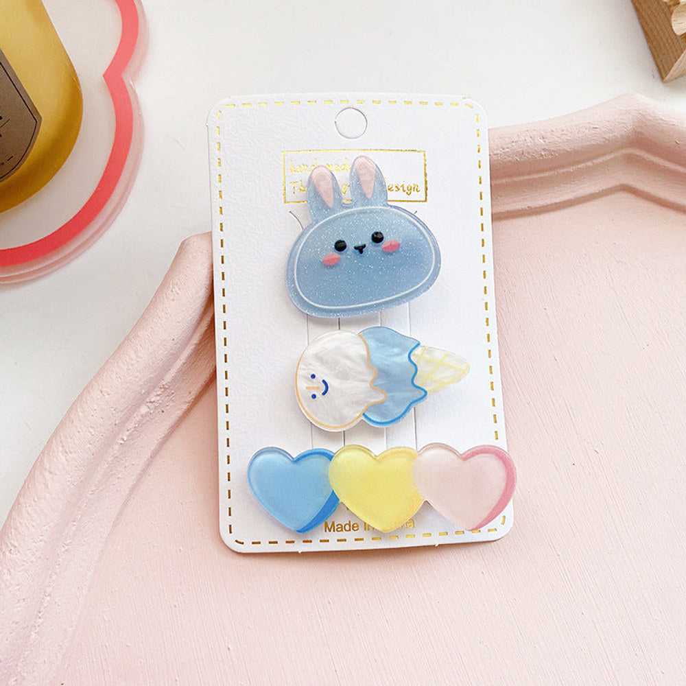 MyKids-USA® Children’s Cute Acrylic Small Animal Girl Heart Side Hairpin Hair Clips