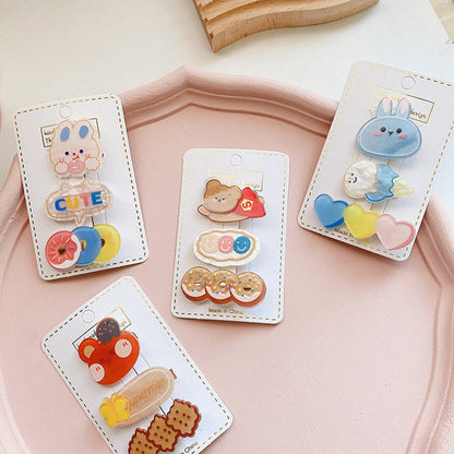 MyKids-USA® Children’s Cute Acrylic Small Animal Girl Heart Side Hairpin Hair Clips