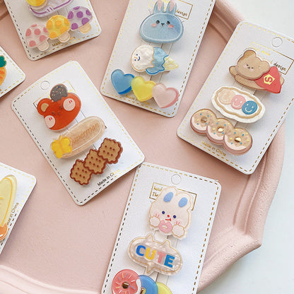 MyKids-USA® Children’s Cute Acrylic Small Animal Girl Heart Side Hairpin Hair Clips