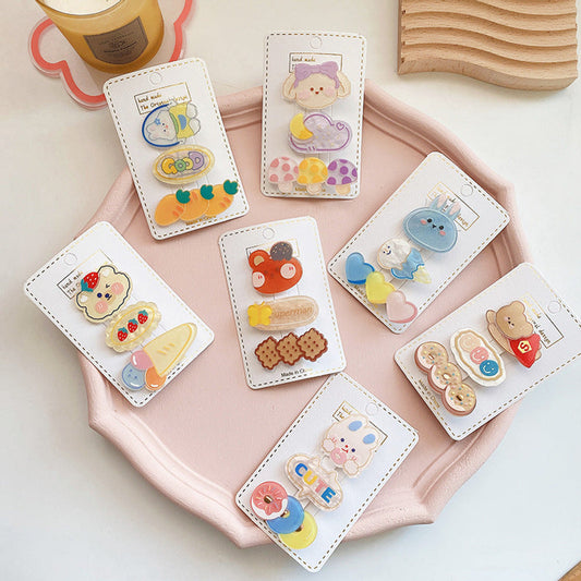 MyKids-USA® Children’s Cute Acrylic Small Animal Girl Heart Side Hairpin Hair Clips