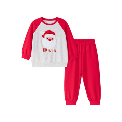 MyKids-USA® Boys Christmas Cartoon Pattern Long Sleeves Color Patchwork Sweatshirt and Pants Clothing Set
