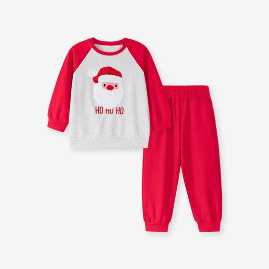 MyKids-USA® Boys Christmas Cartoon Pattern Long Sleeves Color Patchwork Sweatshirt and Pants Clothing Set