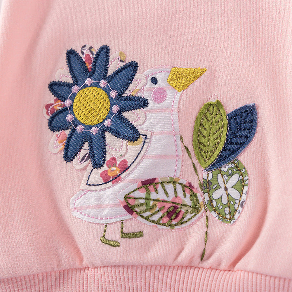 MyKids-USA® Girls Flowers and Animals Cartoon Pattern Long Sleeves Sweatshirt and Floral Pants Clothing Set
