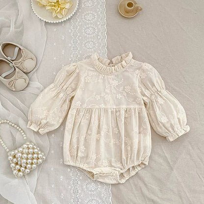 MyKids-USA® Baby Girls French Style Flowers Pattern Long-sleeved bodysuit and Dress – Princess Sister Matching Set
