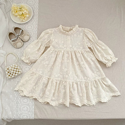 MyKids-USA® Baby Girls French Style Flowers Pattern Long-sleeved bodysuit and Dress – Princess Sister Matching Set