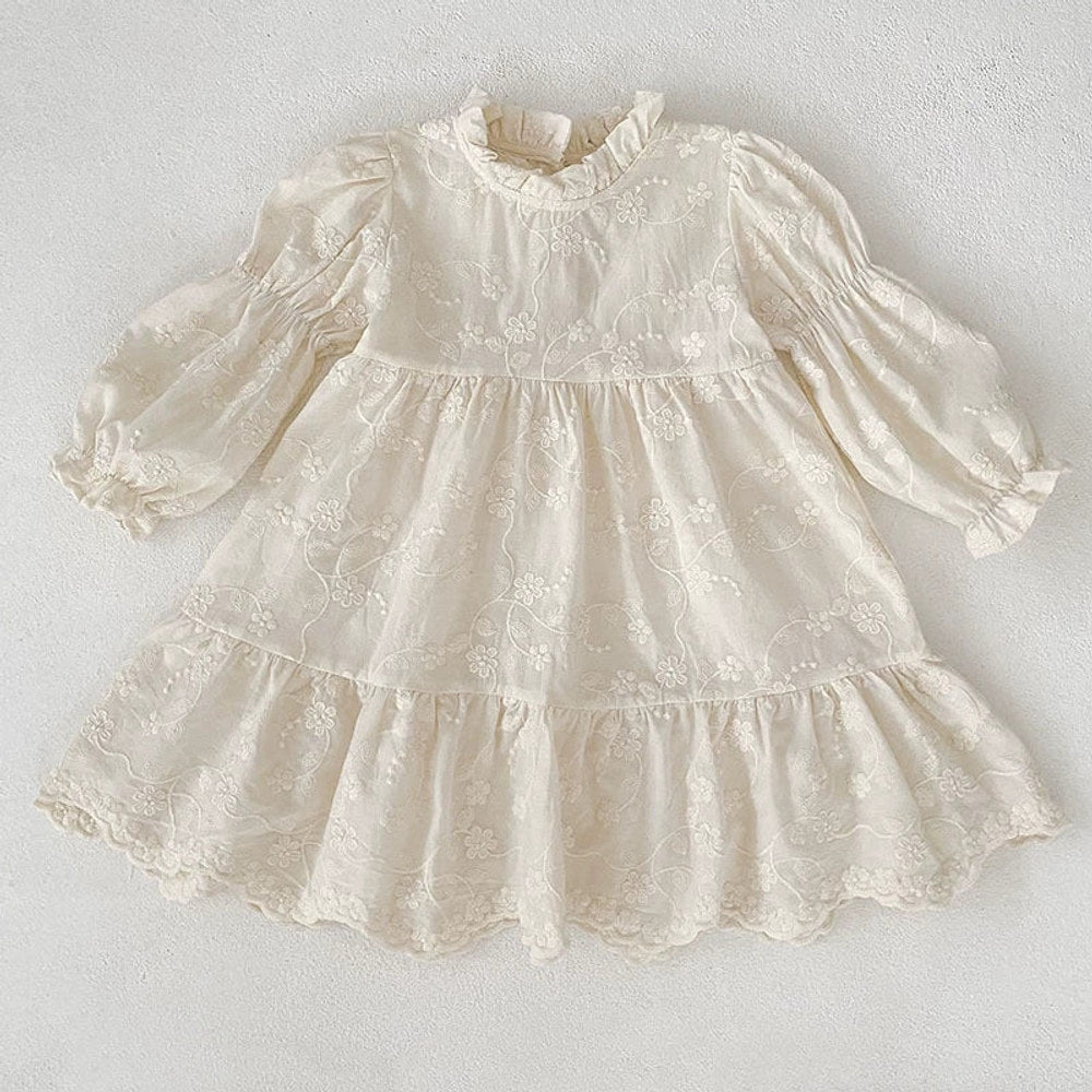 MyKids-USA® Baby Girls French Style Flowers Pattern Long-sleeved bodysuit and Dress – Princess Sister Matching Set