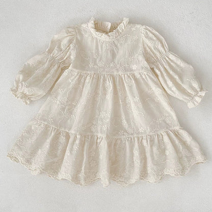 MyKids-USA® Baby Girls French Style Flowers Pattern Long-sleeved bodysuit and Dress – Princess Sister Matching Set