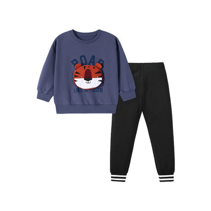 MyKids-USA® Boys Animals Cartoon and Letters Pattern Long Sleeves Sweatshirt and Pants Clothing Set