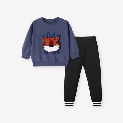 MyKids-USA® Boys Animals Cartoon and Letters Pattern Long Sleeves Sweatshirt and Pants Clothing Set