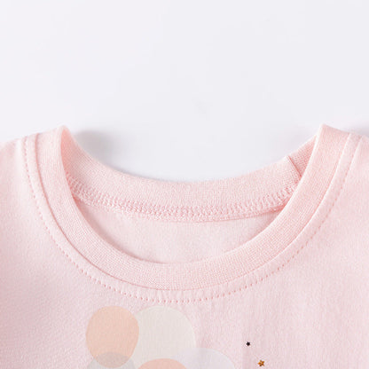MyKids-USA® Rabbit Cartoon Pattern Long Sleeves Tulle Patchwork Dress for Stylish Girls
