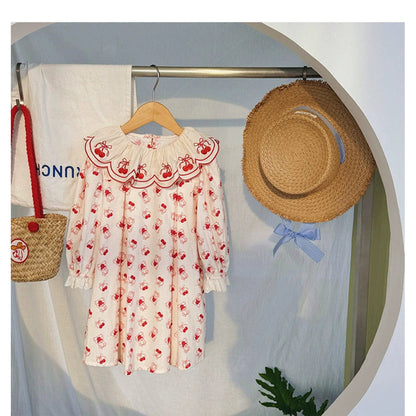 MyKids-USA® Girls Fruits and Cartoon Pattern Long Sleeves Dress