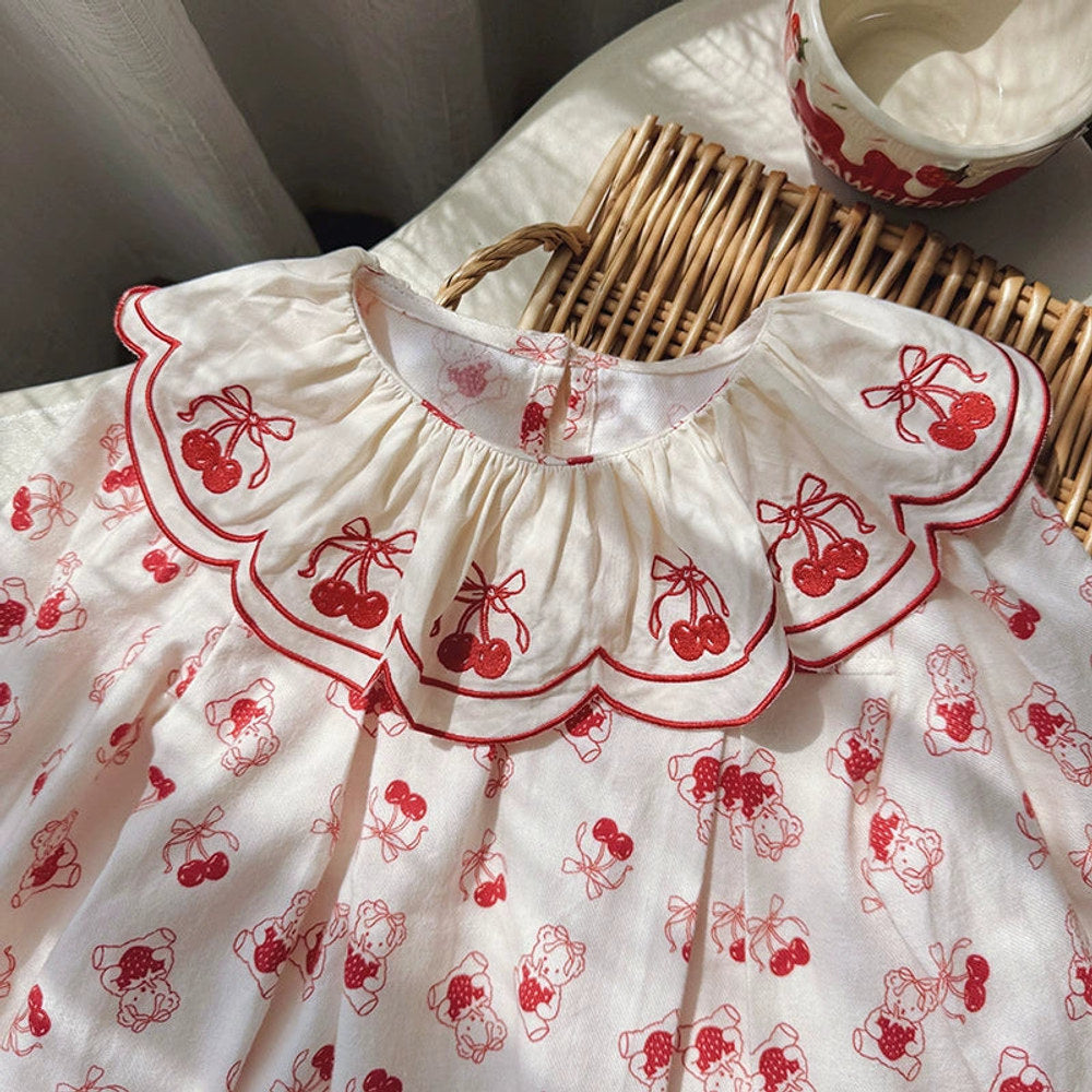 MyKids-USA® Girls Fruits and Cartoon Pattern Long Sleeves Dress