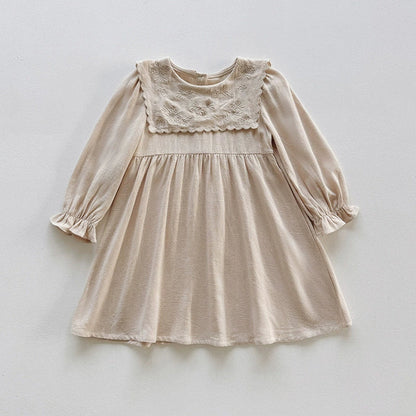 MyKids-USA® Girls Flowers Embroidered Pattern Long Sleeves Dress