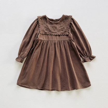 MyKids-USA® Girls Flowers Embroidered Pattern Long Sleeves Dress