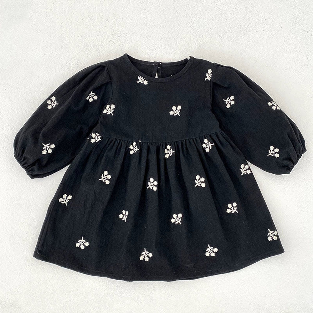 MyKids-USA® Baby Girls Floral Embroidery Pattern Long-sleeved bodysuit and Dress – Princess Sister Matching Set