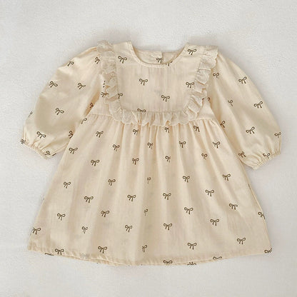 MyKids-USA® Baby Girls Butterfly-bow Pattern Long-sleeved bodysuit and Dress – Princess Sister Matching Set