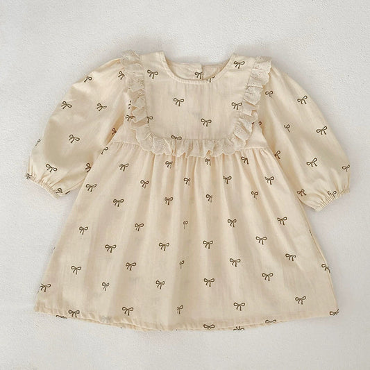 MyKids-USA® Baby Girls Butterfly-bow Pattern Long-sleeved bodysuit or Dress – Princess Sister Matching