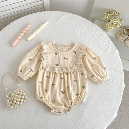 MyKids-USA® Baby Girls Butterfly-bow Pattern Long-sleeved bodysuit and Dress – Princess Sister Matching Set