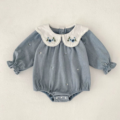 MyKids-USA® Baby Girls Flowers Embroidered Pattern Long-sleeved bodysuit and Dress – Princess Sister Matching Set