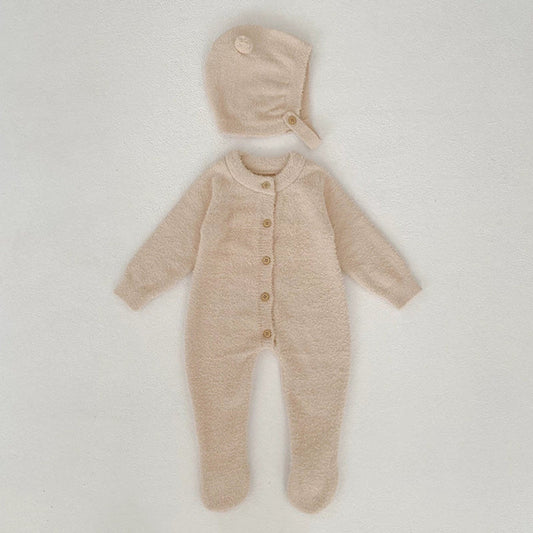 MyKids-USA® Autumn and Winter Arrival Unisex Baby’s Solid Color Crew Neck Fluffy Rompers