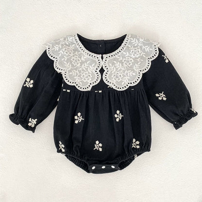 MyKids-USA® Baby Girls Floral Embroidery Pattern Long-sleeved bodysuit and Dress – Princess Sister Matching Set