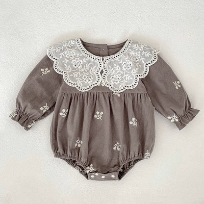 MyKids-USA® Baby Girls Floral Embroidery Pattern Long-sleeved bodysuit and Dress – Princess Sister Matching Set