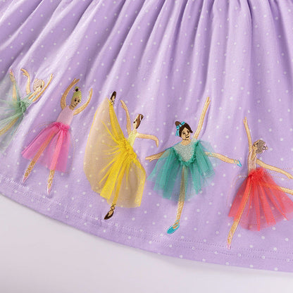 MyKids-USA® Princess Cartoon Pattern Long Sleeves Tulle Decorated Dress for Stylish Girls