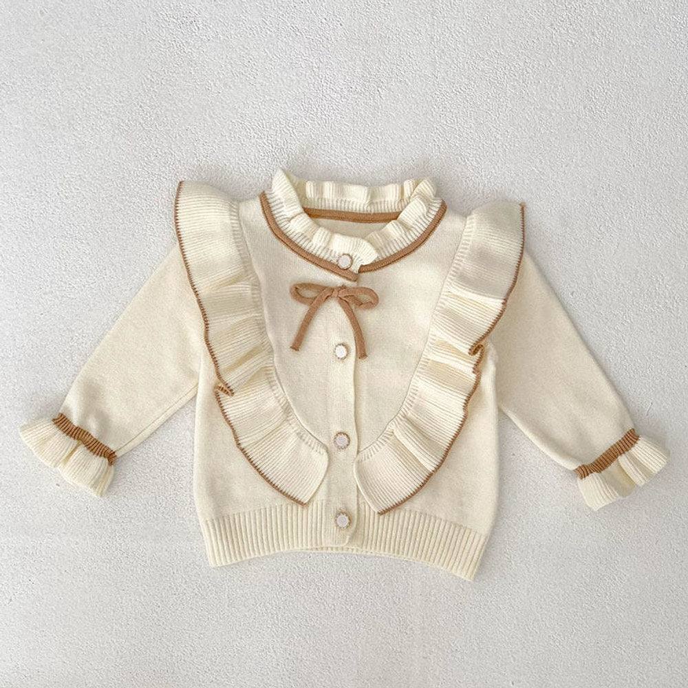 MyKids-USA® Baby Girls Comfortable Butterfly-bow Decorated Knitted Long Sleeves Cardigan