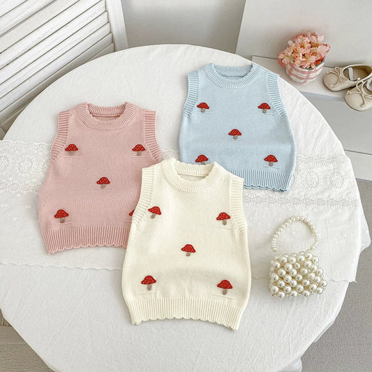MyKids-USA® Baby Unisex Comfortable Mushrooms Pattern Knitted Sleeveless Vest