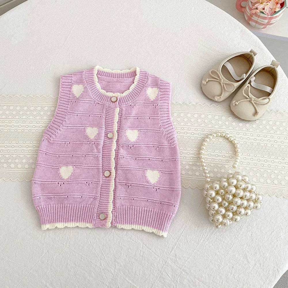MyKids-USA® Baby Unisex Comfortable Hearts Pattern Knitted Sleeveless Vest