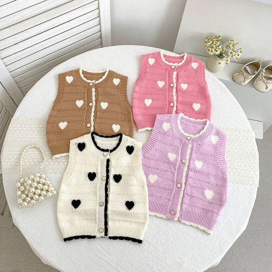 MyKids-USA® Baby Unisex Comfortable Hearts Pattern Knitted Sleeveless Vest