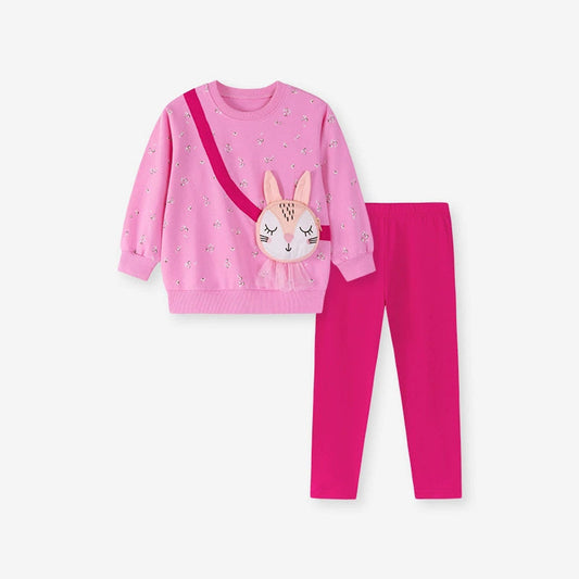 MyKids-USA® Girls Flowers and Animals Pattern Long Sleeves Sweatshirt and Pants Clothing Set