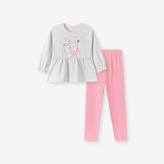 MyKids-USA® Girls Animals Cartoon Pattern Long Sleeves Top and Pink Pants Clothing Set