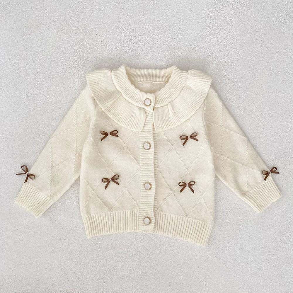MyKids-USA® Baby Girls Comfortable Butterfly-bows Pattern Knitted Long Sleeves Cardigan