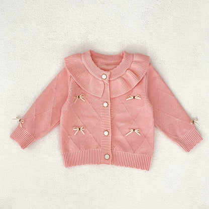 MyKids-USA® Baby Girls Comfortable Butterfly-bows Pattern Knitted Long Sleeves Cardigan