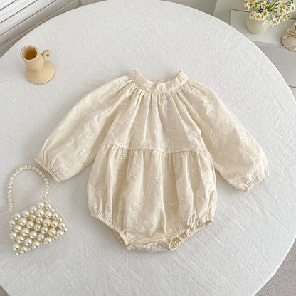 MyKids-USA® Baby Girls Butterfly-bows Pattern Embroidered Long-sleeved bodysuit and Dress – Princess Sister Matching Set