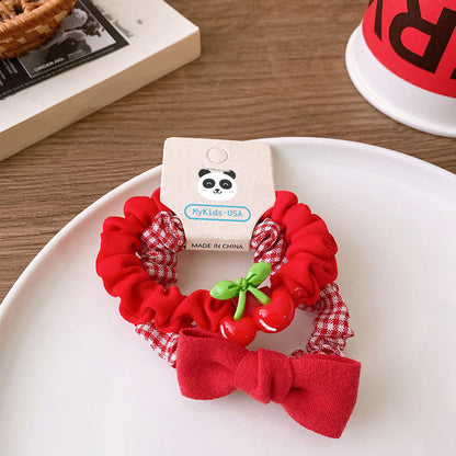 MyKids-USA® Versatile Red Cute Strawberry Little Bunny Fabric Hair Rope Hair Tie