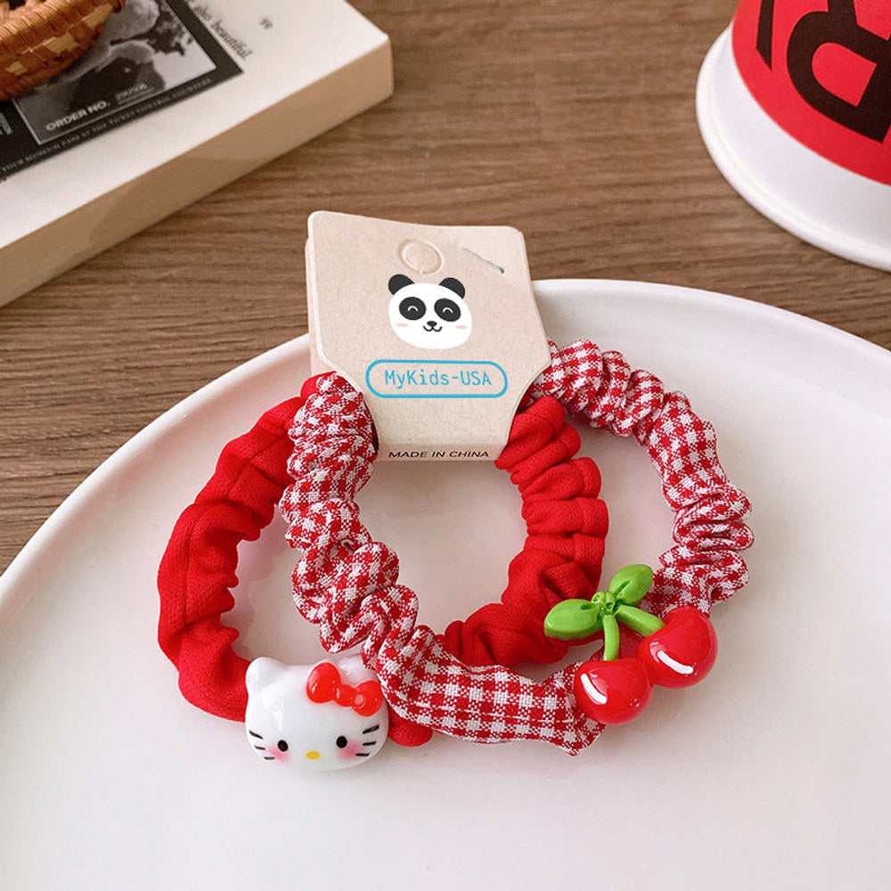 MyKids-USA® Versatile Red Cute Strawberry Little Bunny Fabric Hair Rope Hair Tie
