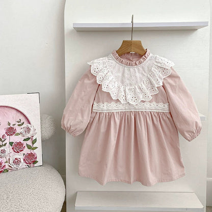 MyKids-USA® Baby Girls Flowers Pattern Color Patchwork Long-sleeved bodysuit and Dress – Princess Sister Matching Set