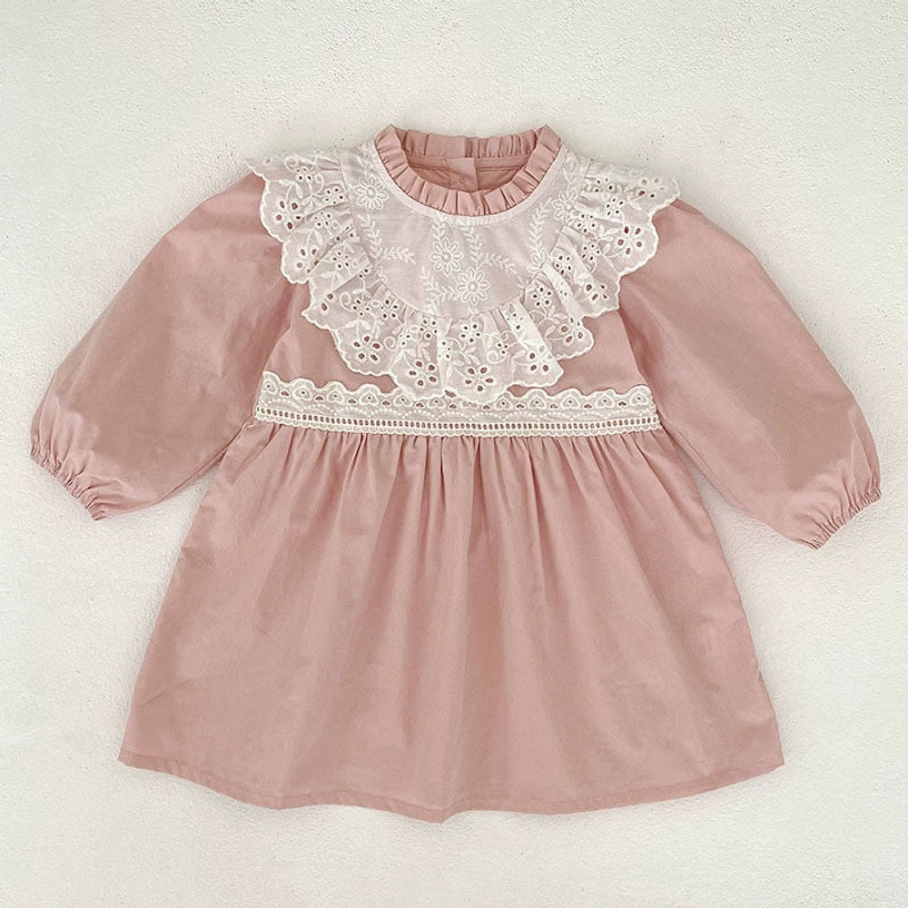 MyKids-USA® Baby Girls Flowers Pattern Color Patchwork Long-sleeved bodysuit and Dress – Princess Sister Matching Set