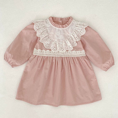 MyKids-USA® Baby Girls Flowers Pattern Color Patchwork Long-sleeved bodysuit and Dress – Princess Sister Matching Set