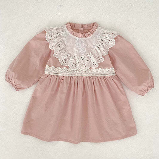 MyKids-USA® Baby Girls Flowers Pattern Color Patchwork Long-sleeved bodysuit or Dress – Princess Sister Matching