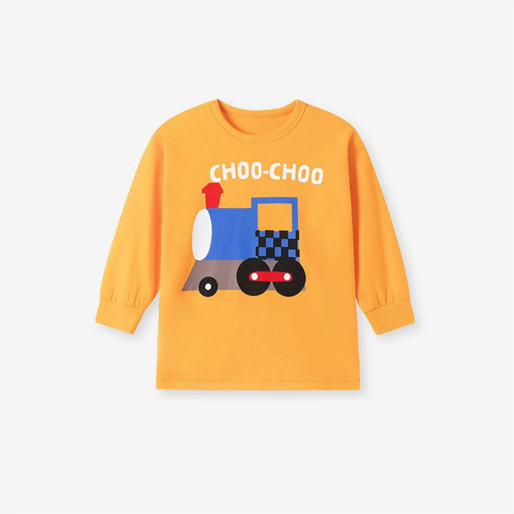 MyKids-USA® Boys Train Cartoon Pattern Long Sleeves Shirt and Pants Clothing Set