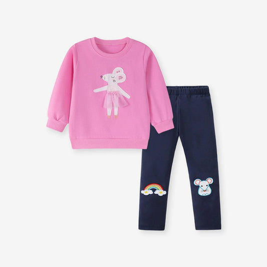 MyKids-USA® Girls Animals Cartoon Pattern Long Sleeves Pullover and Pants Clothing Set