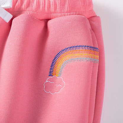 MyKids-USA® Girls Cartoon Embroidered Pattern Long Sleeves Hooded Coat and Pants Clothing Set