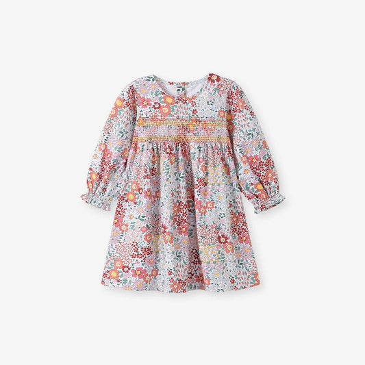 MyKids-USA® Arrival Autumn Girls Floral Pattern Long Sleeves Crew Neck Dress