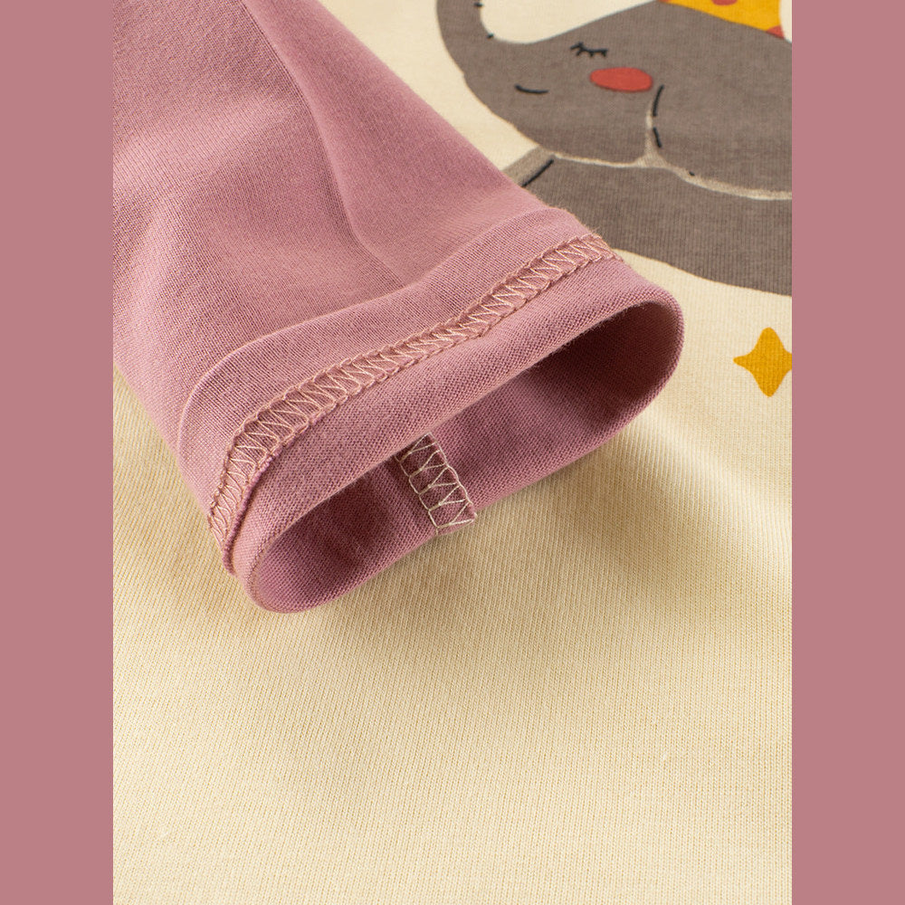 MyKids-USA® Baby Kids Girls Letters and Cartoon Print Long Sleeves Crew Neck Color Patchwork Top Shirt