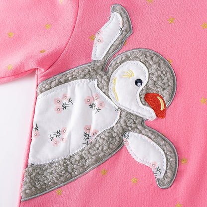 MyKids-USA® Stars and Animals Cartoon Pattern Long Sleeves Dress for Stylish Girls